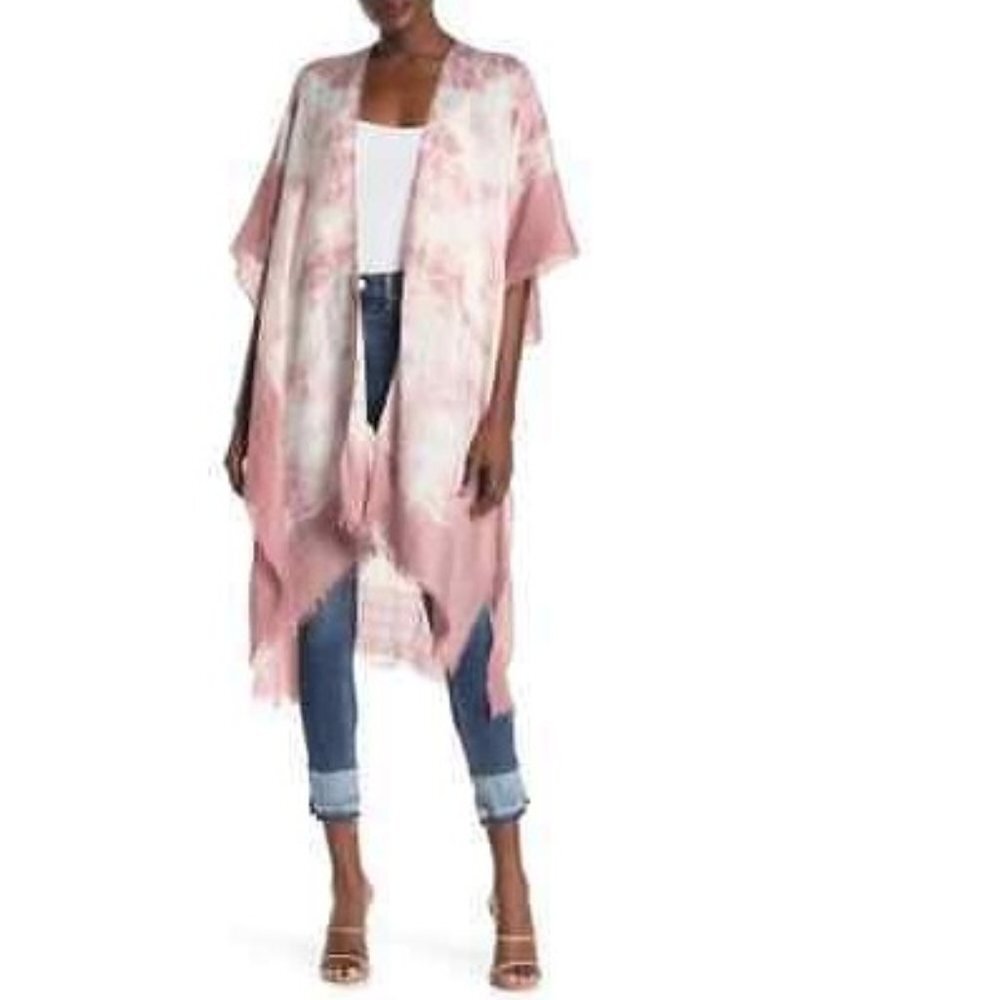 MELROSE & MARKE Tie Dye 3/4 Sleeve Ruana